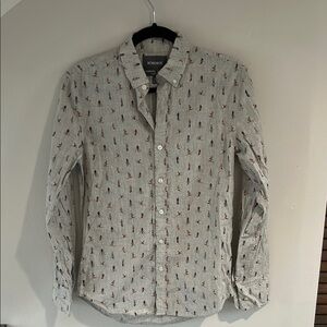 Bonobos Men's Gray Patterned Shirt - skiers pattern